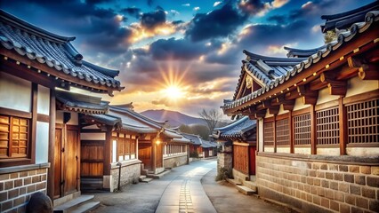Obraz premium laneway in gyeongju with old korean houses