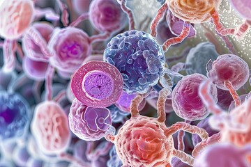 Microscopic image of erythrocytes undergoing deformation while traveling through the circulatory system