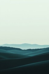 Rolling Hills Landscape With Forest in the Distance