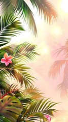 Tropical Palm Leaves Background Illustration