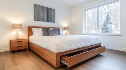 Modern Minimalist Bedroom with Nature View