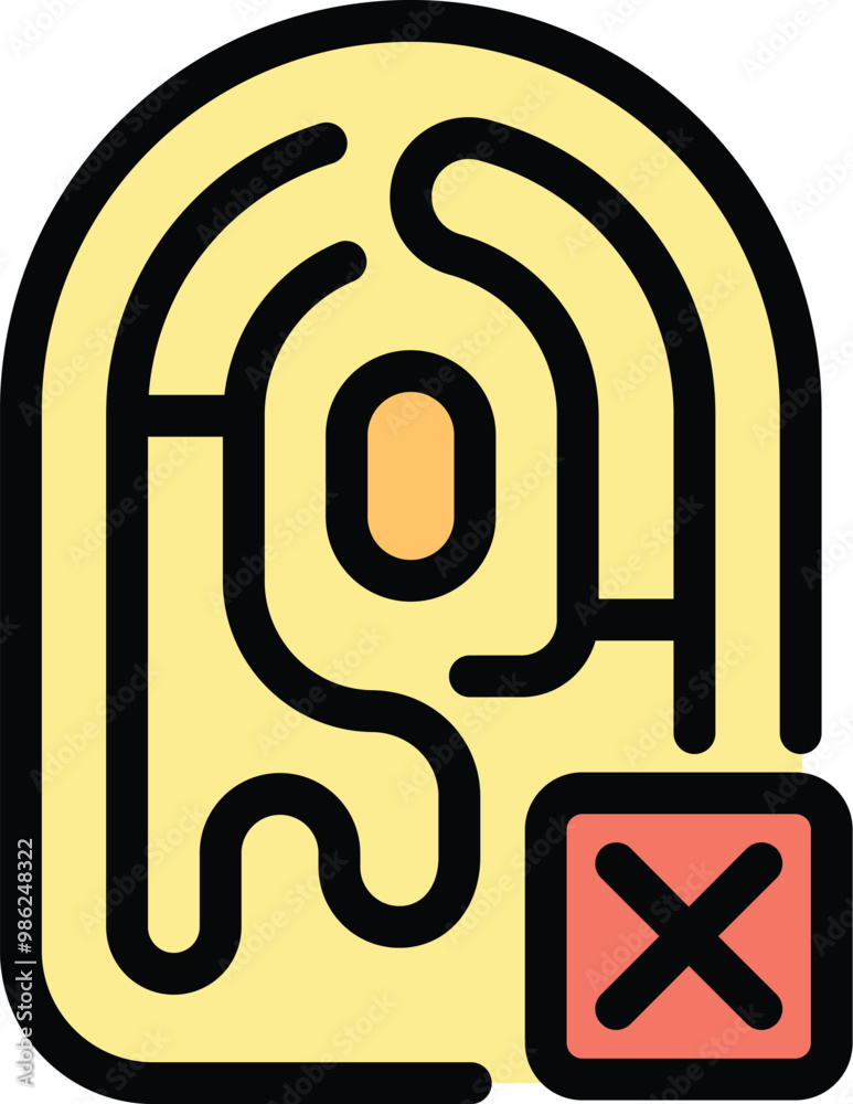 Poster fingerprint with a red cross showing a security access denied