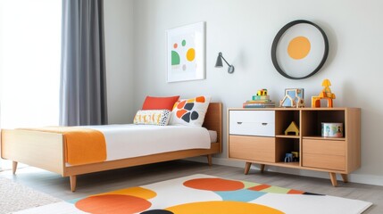 Modern Colorful Bedroom with Artistic Decor