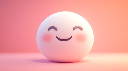 Fototapeta premium Smiling White 3D Emoji on a Pink Background
