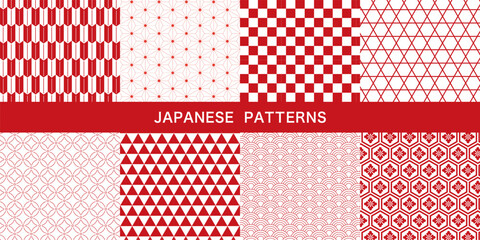 和柄。日本の伝統模様、シームレスなパターン。シンプルな幾何学模様。