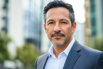 Fototapeta premium business portrait of a mature middle-aged man in suit outdoors