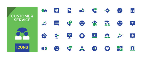 Customer service color icon set. assistance, experience, feedback, customer satisfied, operator and technical support icons. Solid colorful icon collection.