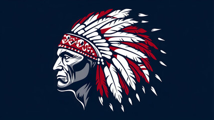 American indian chief vector logo or icon