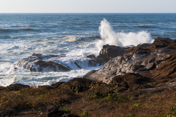Waves Crashing on Rocks, Boiler Bay State Park, Oregon Coast
