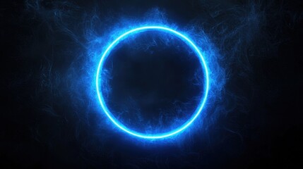 Fototapeta premium Bright blue neon ring