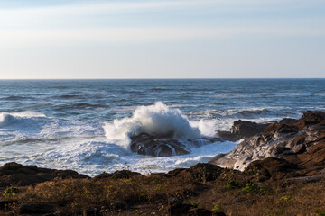 Waves Crashing on Rocks, Boiler Bay State Park, Oregon Coast