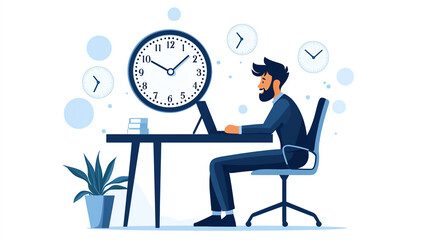 Meeting deadlines, person completing projects on time, flat design illustration