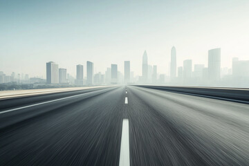 Obraz premium Highway with a sense of speed in the city horizon