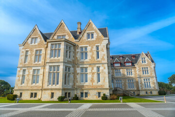 Magdalena Palace in the city of Santander without people on a summer morning, Spain