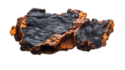 Chaga mushroom isolated on transparent background - natural medicinal fungus