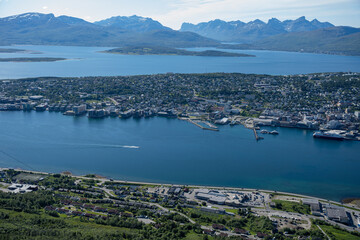 View over Tromso, Norway from Storsteinen viewpoint