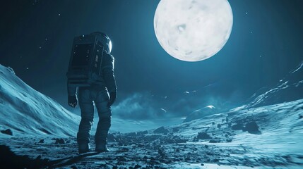 Obraz premium Beyond the Stars: An Astronaut's Bold Journey Across an Unexplored Planet, Discovering the Mysteries of Alien Landscapes and the Wonders of the Universe