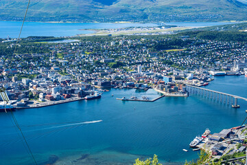 Fototapeta premium View over Tromso, Norway from Storsteinen viewpoint