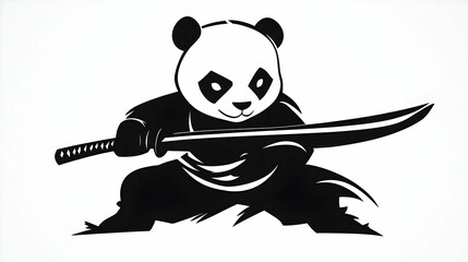 Modern panda logo ninja illustration. flat design samurai panda
