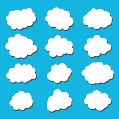 Obraz premium white vector cloud shape set design on blue background 