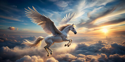 Majestic mythical flying horse with wings, mythical, horse, wings, flying, fantasy, creature, Greek, legend, majestic, majestic