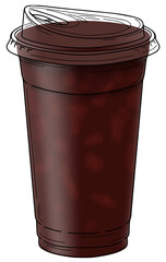 Coffee cup take away, collection of hand drawn doodle line art.