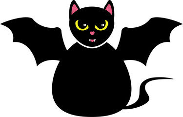 Naklejka premium Cute cat with bat wings