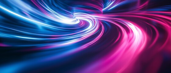 Obraz premium abstract glow blue and purple curved light lines background