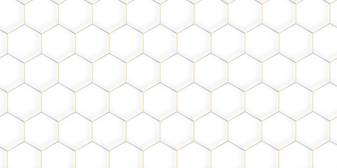 Abstract pattern with hexagonal white and gray technology line paper background. Hexagonal 3d vector grid tile and mosaic structure simple style hexagonal graphic concept. Futuristic surface design.	
