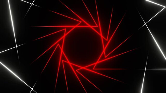 Red and White Neon Lights Moving in Triangles Background VJ Loop in 4K
