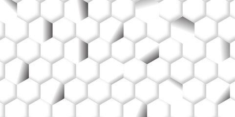 Fototapeta premium Abstract pattern with hexagonal white and gray technology line paper background. Hexagonal 3d vector grid tile and mosaic structure simple style hexagonal graphic concept. Futuristic surface design. 