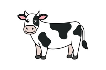 Charming flat cartoon cow in soft colors, featuring bold shapes and a modern minimalist design.