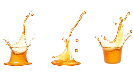 Orange Juice Splashing and Creating a Crown Shape Isolated on a Transparent Background