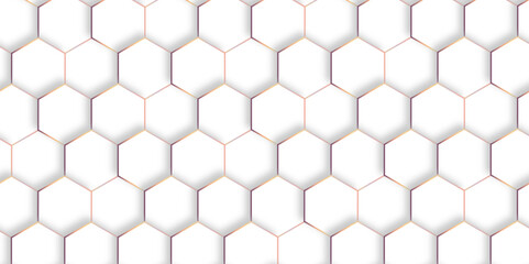 Abstract pattern with hexagonal white and gray technology line paper background. Hexagonal 3d vector grid tile and mosaic structure simple style hexagonal graphic concept. Futuristic surface design.	
