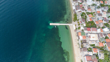 Cinarli Village view from sea in Marmara Island of Turkey. Aerial view of Marmara island Cinarli , Turkey. Marmara island view from sea in Turkey.