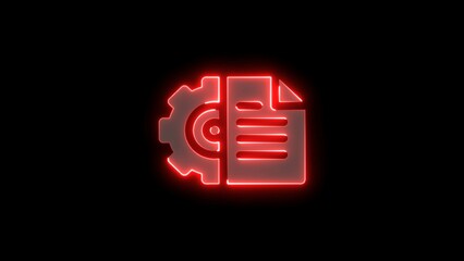 Glowing neon project managements icon illustration .