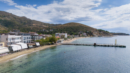 Fototapeta premium Cinarli Village view from sea in Marmara Island of Turkey. Aerial view of&nbsp;Marmara island Cinarli , Turkey. Marmara island view from sea in Turkey.