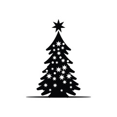 Black light Pine Tree Christmas icon vector