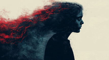 Illustrations representing depressed mind suffering 