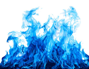 Blaues Feuer am unteren Rand isoliert auf weißen Hintergrund, Freisteller, Transparent 