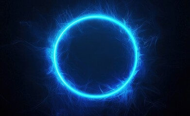 Obraz premium Glowing blue circle on black