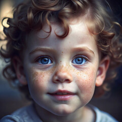 Portrait of youth with freckles and beauty marks generative ai