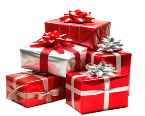 Obraz premium A collection of colorful wrapped gifts with bows, perfect for celebrations and special occasions.