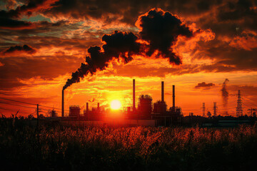Fototapeta premium Industrial plants emit polluting fumes