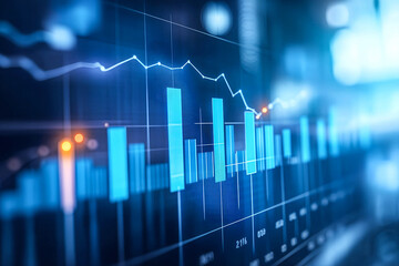 Photo blue growth graph business chart data diagram on success financial presentation background	