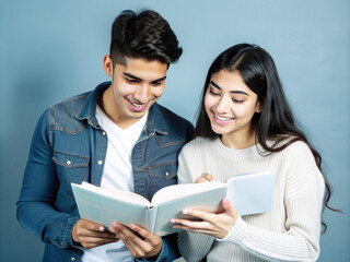 Couple reading a book together