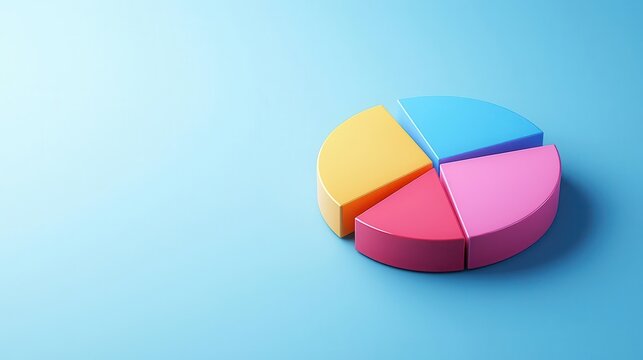 Digital portfolio pie chart with different asset classes, investment diversification, financial growth