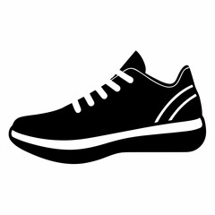 black silhouette of a sneaker viewed from the side vector illustration 