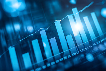 Photo blue growth graph business chart data diagram on success financial presentation background	