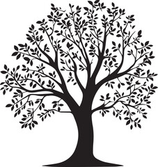 Fototapeta premium Tree coloring pages, Tree outline silhouette vector, Oak tree coloring page 